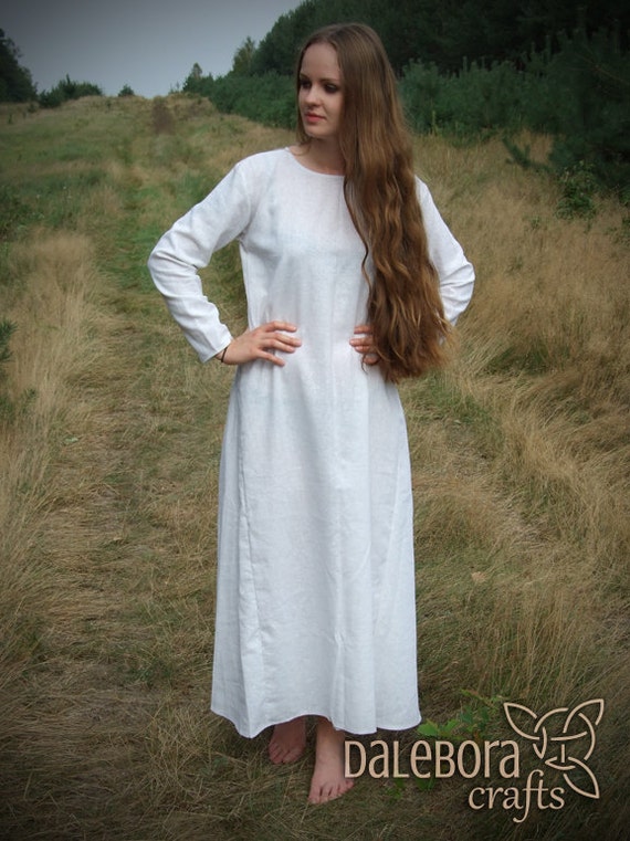 Medieval underwear for women, linen dress, costume