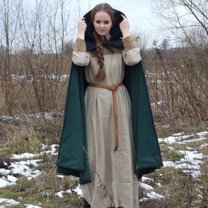 Hooded cloak with lining, unisex, viking image 2