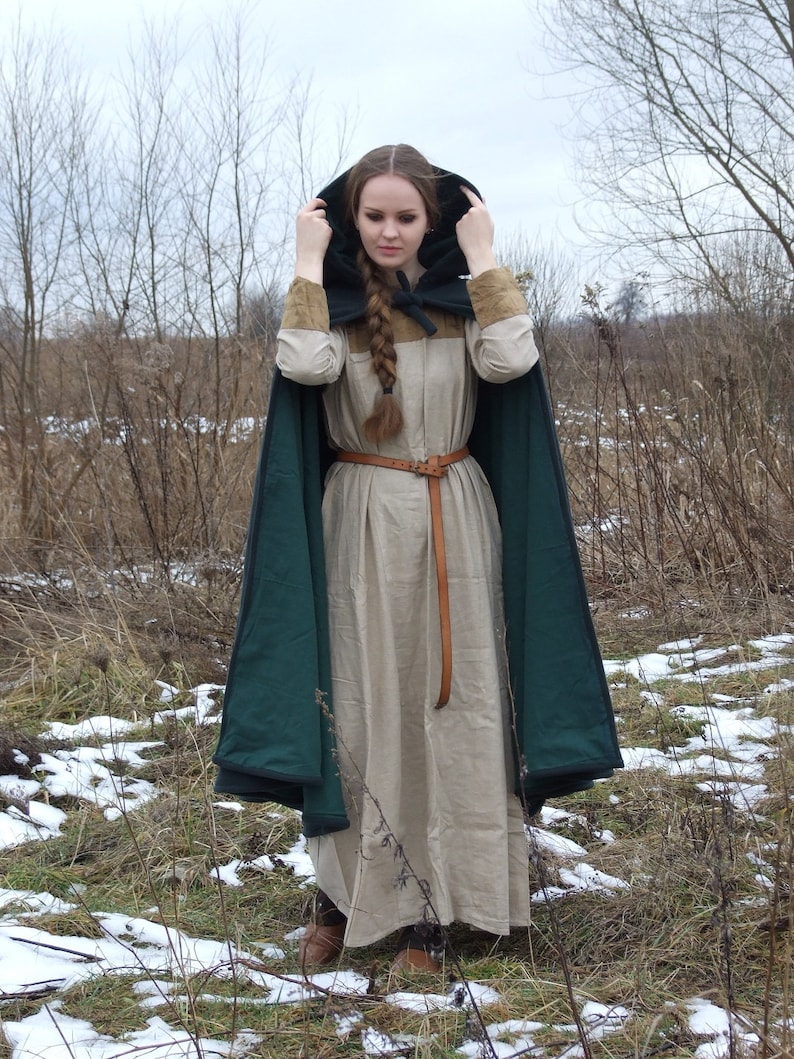 Hooded cloak with lining, unisex, viking image 2