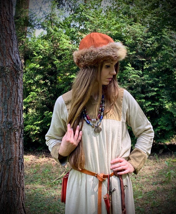 Medieval Round Hat With Fox Fur Viking Slav New Zealand