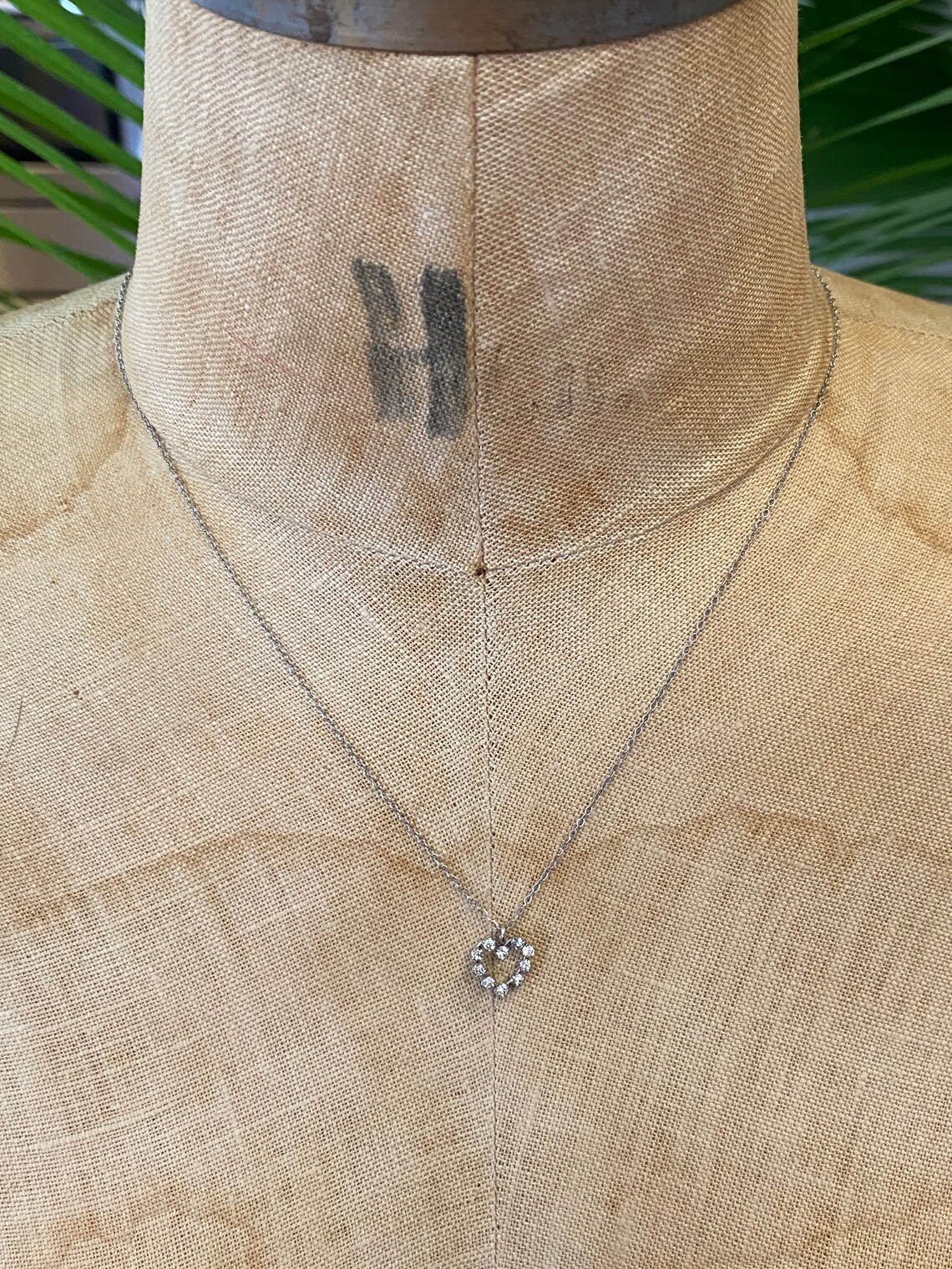 Vintage Krementz White Gold Overlay Crystal Heart Necklace Etsy
