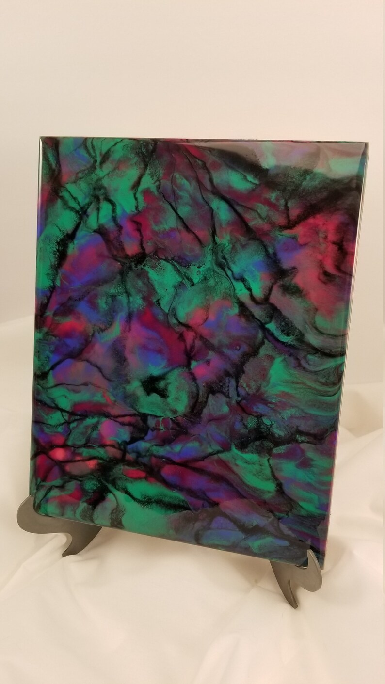 8x10 abstract resin art on cradled wood