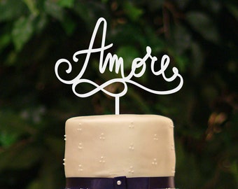 Infinite love Amore Infinito Amor Amour wedding cake topper wood plexiglass mirror