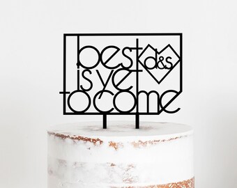 Deco Style wedding cake topper initials into geometrical heart geometric cake topper