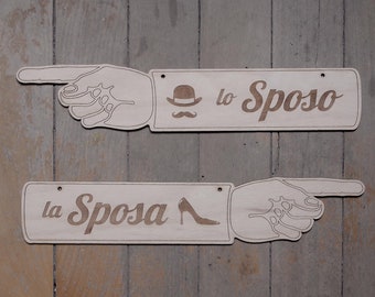 Vintage signs for bride and groom's chairs