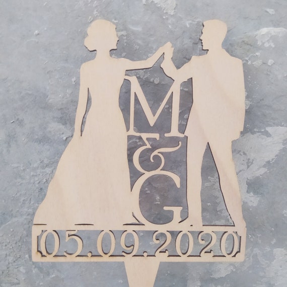 Cake Topper Silhouette in Legno Sposa in Dolce Attesa