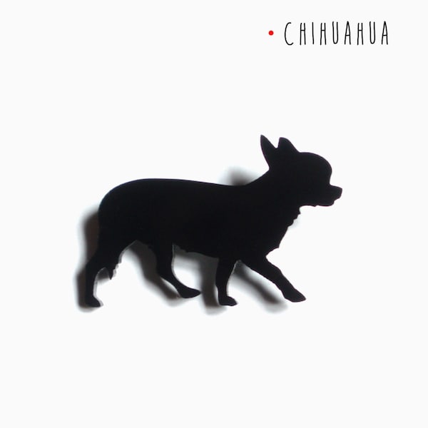 Chihuahua brooch made of black methacrylate, for dog breeds lovers