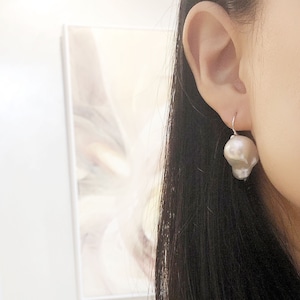 14-16x22-28mm white baroque pearl earrings,big jumbo large baroque pearl earrings,white flameball pearl earrings,huge pearl earings