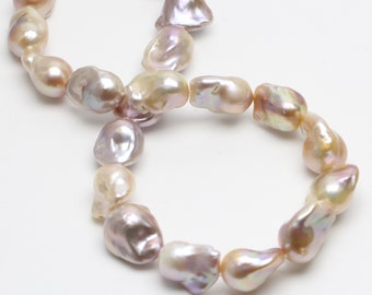 18 pouces 15-18x20-25 mm de couleur naturelle grand collier de perles baroques, collier de perles jumbo boules de flammes d'eau douce, UN SEUL