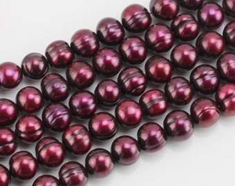 10X9MM RED NATURAL PEARL GEMSTONE GRADE A POTATO LOOSE BEADS 7/"
