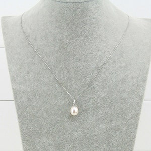 drop pearl pendant,9-9.5mm freshwater pearl drop pendant, ivory white tear drop pearl pendant,sterling silver pearl pendant PD015 image 3