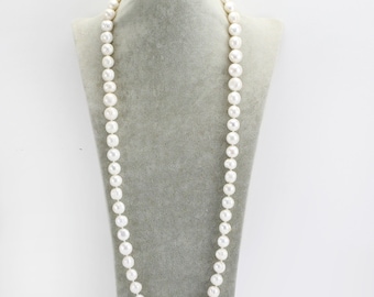 60inch,40inch,30inch,extra long pearl necklace,white large freshwater potato near round pearl opera endless knotted necklace gift