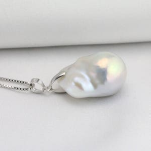 Large Baroque Pearl Necklace Sterling Silver Pinch Bailhuge - Etsy