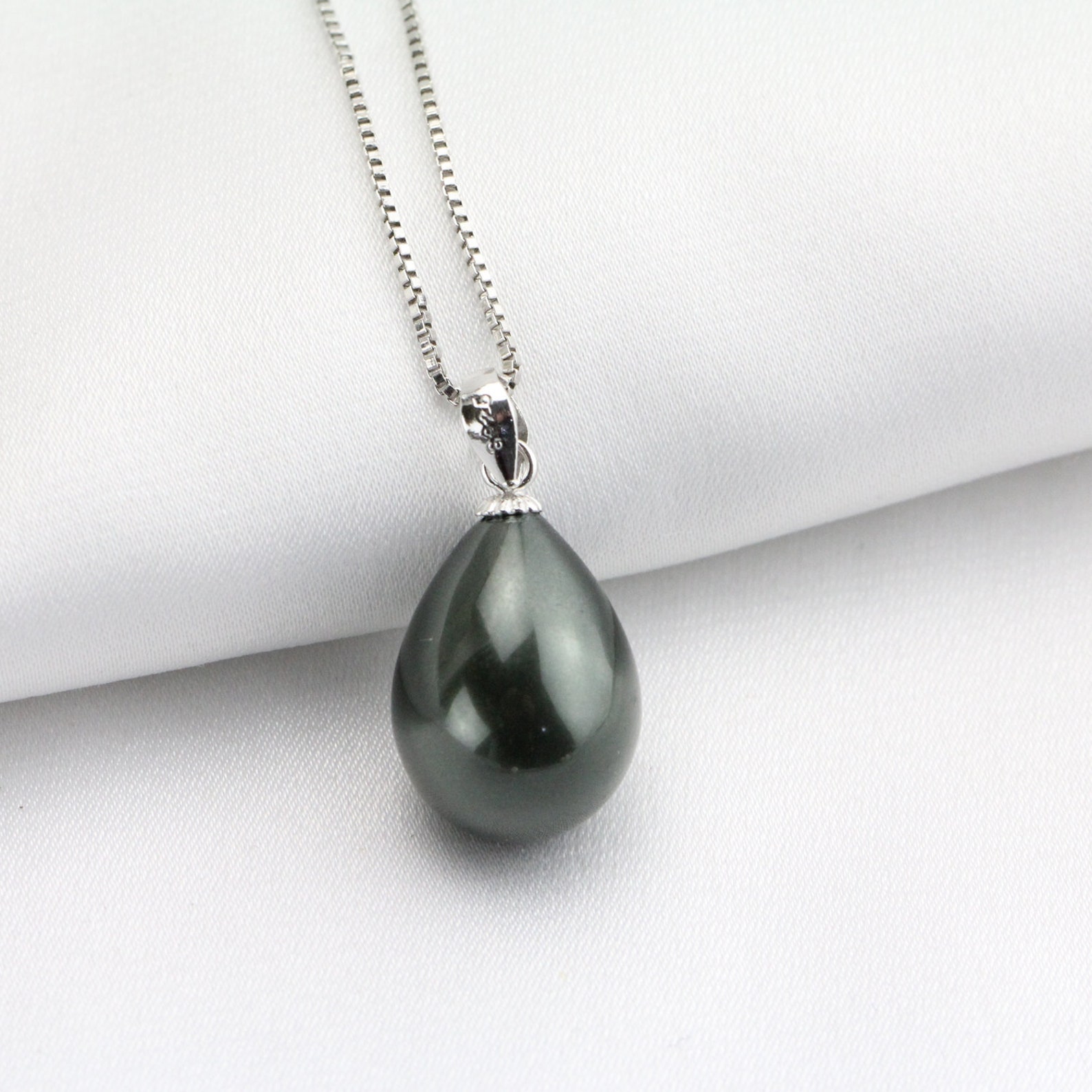 12mm black color drop pearl pendant necklacebridesmaid Etsy