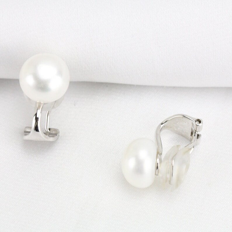 Clip Pearl Earringspearl Clip Earrings Studfreshwater Pearl Etsy