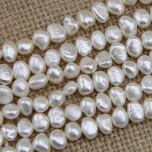 5-6mm baroque pearl strand,freshwater pearls,potato nugget shape loose pearl beads ivory white baroque pearls wholesale PS016 image 2