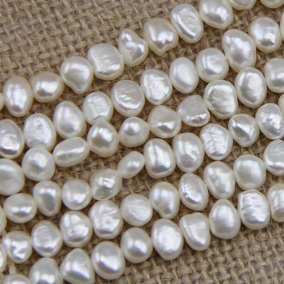 5-6mm Baroque Pearl Strand,freshwater Pearls,potato Nugget Shape Loose Pearl  Beads Ivory White Baroque Pearls Wholesale PS016 