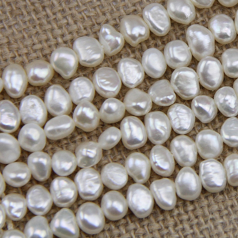 5-6mm baroque pearl strand,freshwater pearls,potato nugget shape loose pearl beads ivory white baroque pearls wholesale PS016 image 2