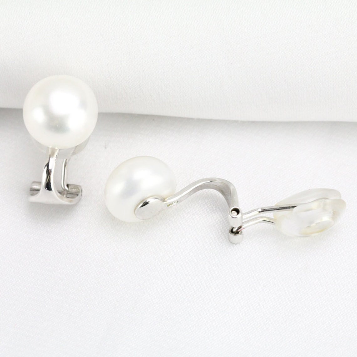 Clip Pearl Earringspearl Clip Earrings Studfreshwater Pearl Etsy