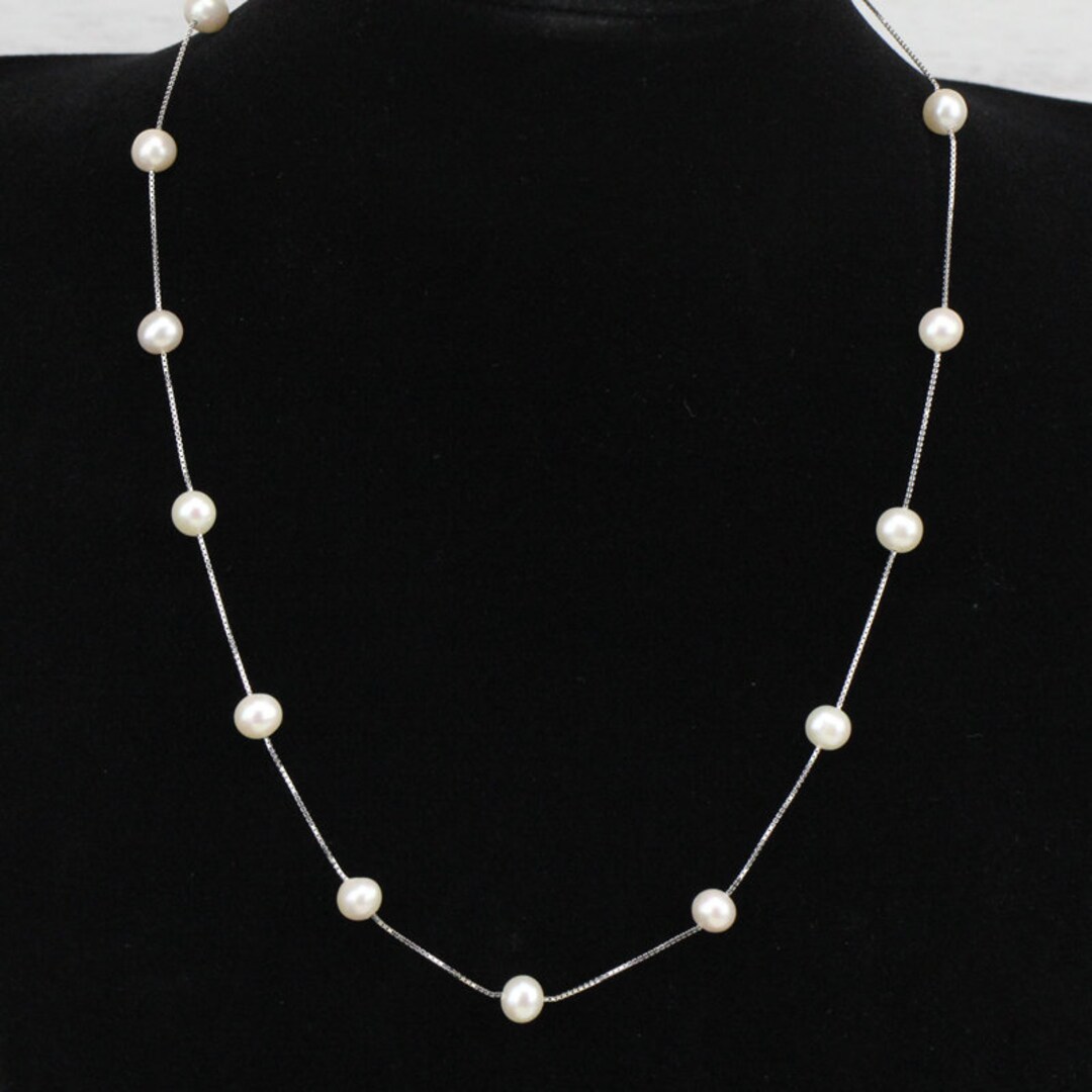 Pearl Floating Necklacepearl Illusion Necklacefreshwater - Etsy