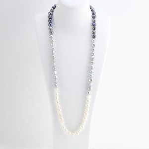 30inch,40inch,60inch,extra long pearl necklace,black grey white nugget freshwater baroque pearl opera endless necklace,knotted necklace