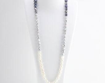 30inch,40inch,60inch,extra long pearl necklace,black grey white nugget freshwater baroque pearl opera endless necklace,knotted necklace