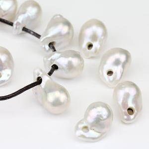13-15mmX18-23mm large baroque pearl for leather jewelry,white color large hole baroque pearls,no hole,half drilled,large side through hole,