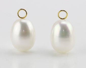 Matched pearl pair with loops,freshwater drop pearl detachable earrings,free style,can make other size,color and shape