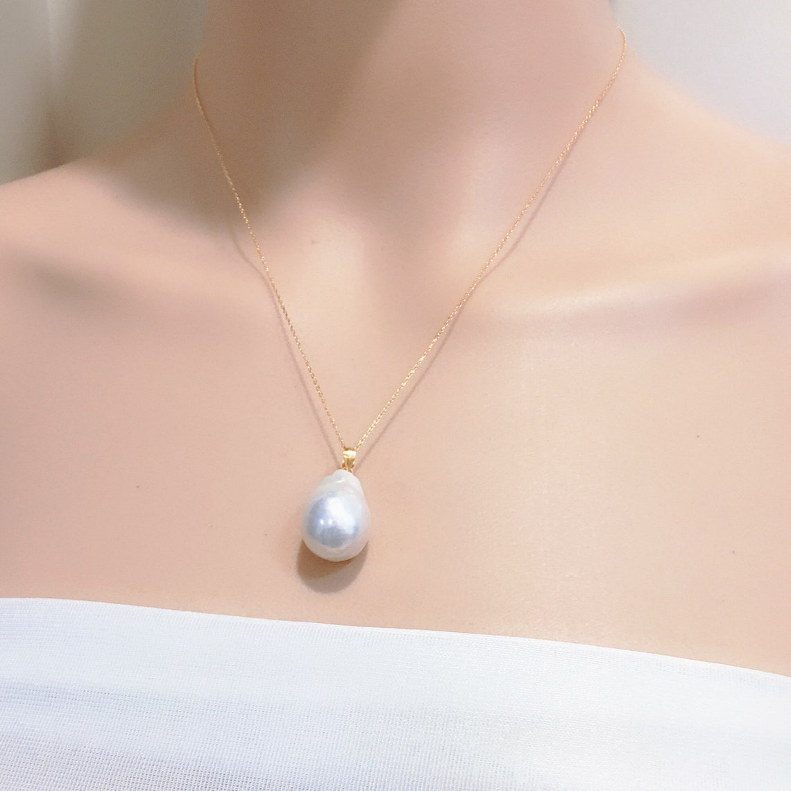 Large Baroque Pearl Pendantwhite Huge Jumbo Flameball Pearl | Etsy
