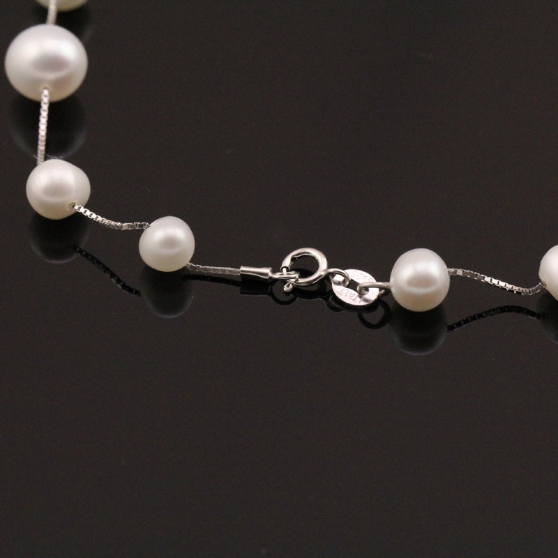 Floating Pearl Necklaceillusion Pearl Necklacefreshwater - Etsy