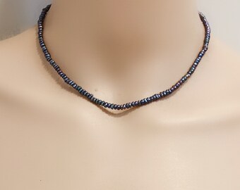 Black CC Button Pearl Necklaces