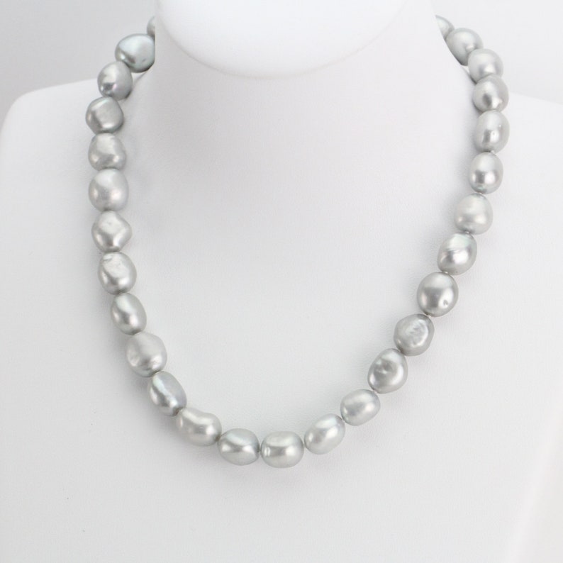 Baroque Pearl Necklace11mm Grey Color Irregular Nugget Pearl | Etsy