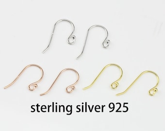 Gancio penzolante in argento sterling, argento 925 con placcato oro bianco, placcato oro rosa, placcato oro giallo, gancio di filo d'orecchio con palla, scoperta d'argento