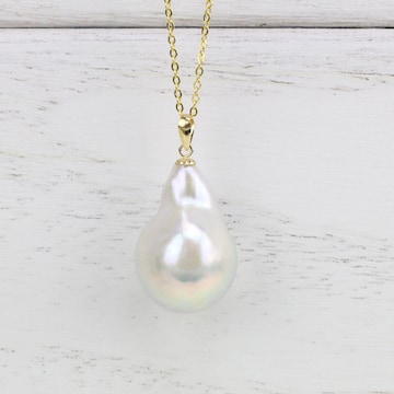 Large baroque pearl pendant,white huge jumbo flameball pearl pendant necklace,big fireball pearl necklace,single baroque pearl pendant gift