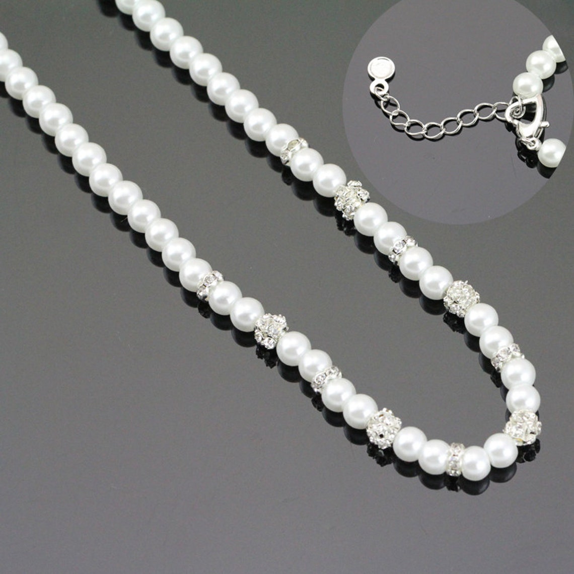 Flower Girls Pearl Necklace Chokerflower Girl Necklacebridal Etsy