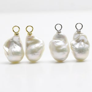 Detachable Pearl Earrings,large baroque pearl pairs with loop at top, you can attach to your own earrings dangle