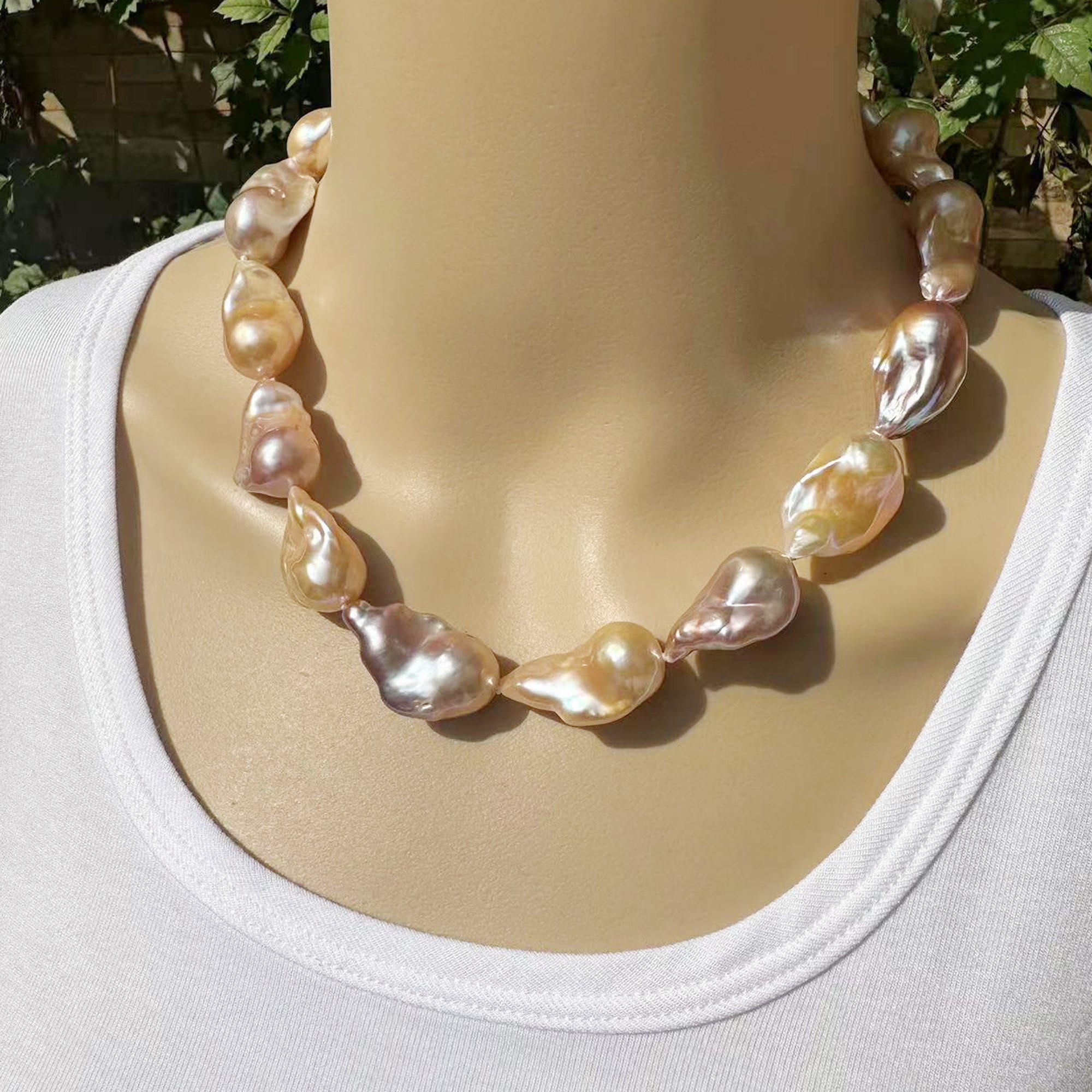18inch 15-18x20-25mm Natural Color Large Baroque Pearl Necklace,freshwater  Jumbo Flameball Pearl Necklace,only ONE 