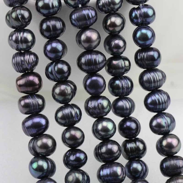 SALE 7mm dyed black potato pearl strand,freshwater pearl bead string,large hole pearls 0.8mm,0.9mm,1.0mm,1.3mm 1.5mm,costum jewelry material
