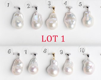 15-18mmX23-30mm white large baroque freshwater pearl pendant necklace sterling silver bail