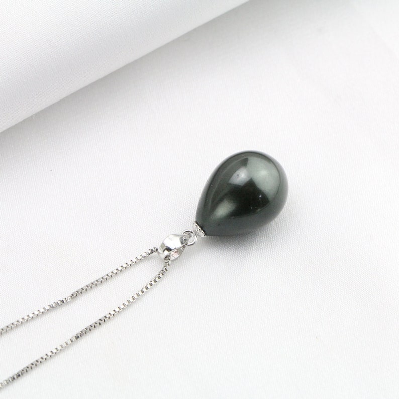 12mm black color drop pearl pendant necklacebridesmaid Etsy