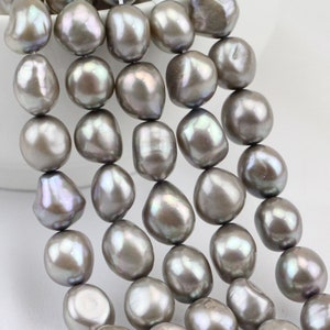 11-12mm grey baroque pearl strand, silver grey freshwater irregular pearl strand,nugget shape pearl 1.5mm,1.8mm,2.0mm,2.2mm,2.5mm large hole