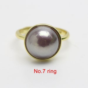 11-12mm natural color mabe pearl ring,freshwater edison mabe pearl ring silver 925 adjustable ring,ONLY ONE