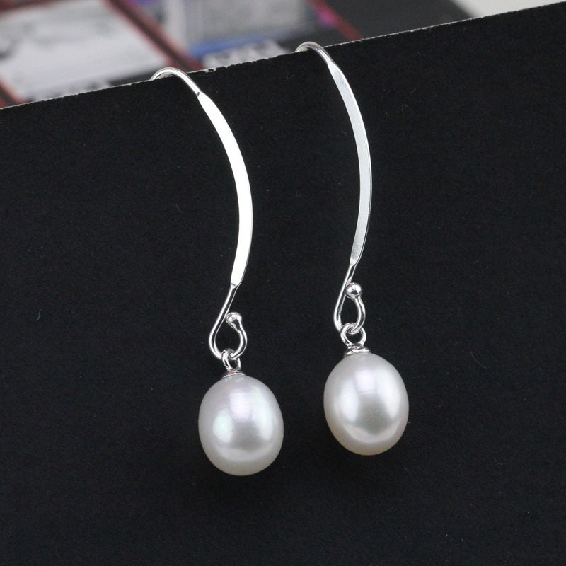 Long Dangling Pearl Earringsfreshwater Pearl Earringssilver - Etsy