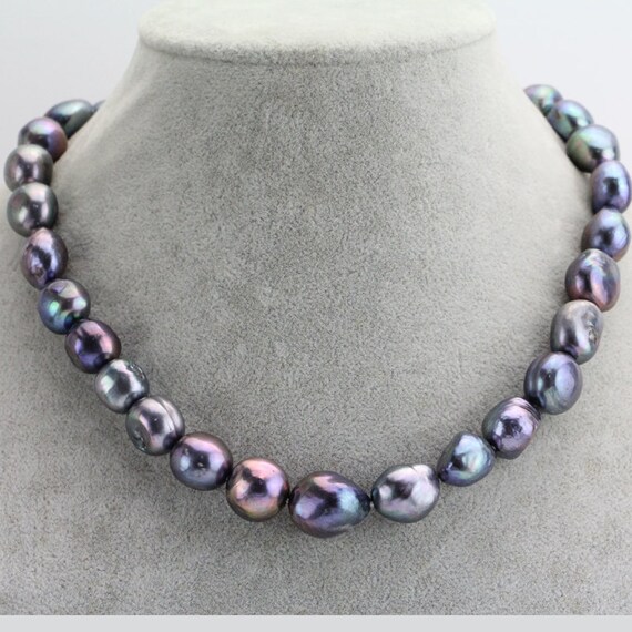 Baroque Pearl Necklace11mm Black Color 