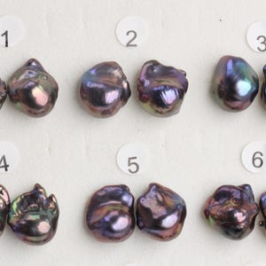 Pendientes de perlas barrocas de color negro pavo real de 15-18 mm de ancho, pendientes de perlas barrocas de agua dulce en plata de ley 925, PAR ÚNICO