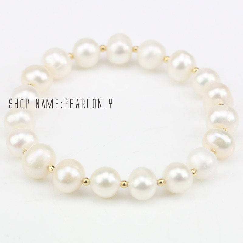 Stretch pearl bracelet8mm elastic pearl bracelet 14K gold Etsy
