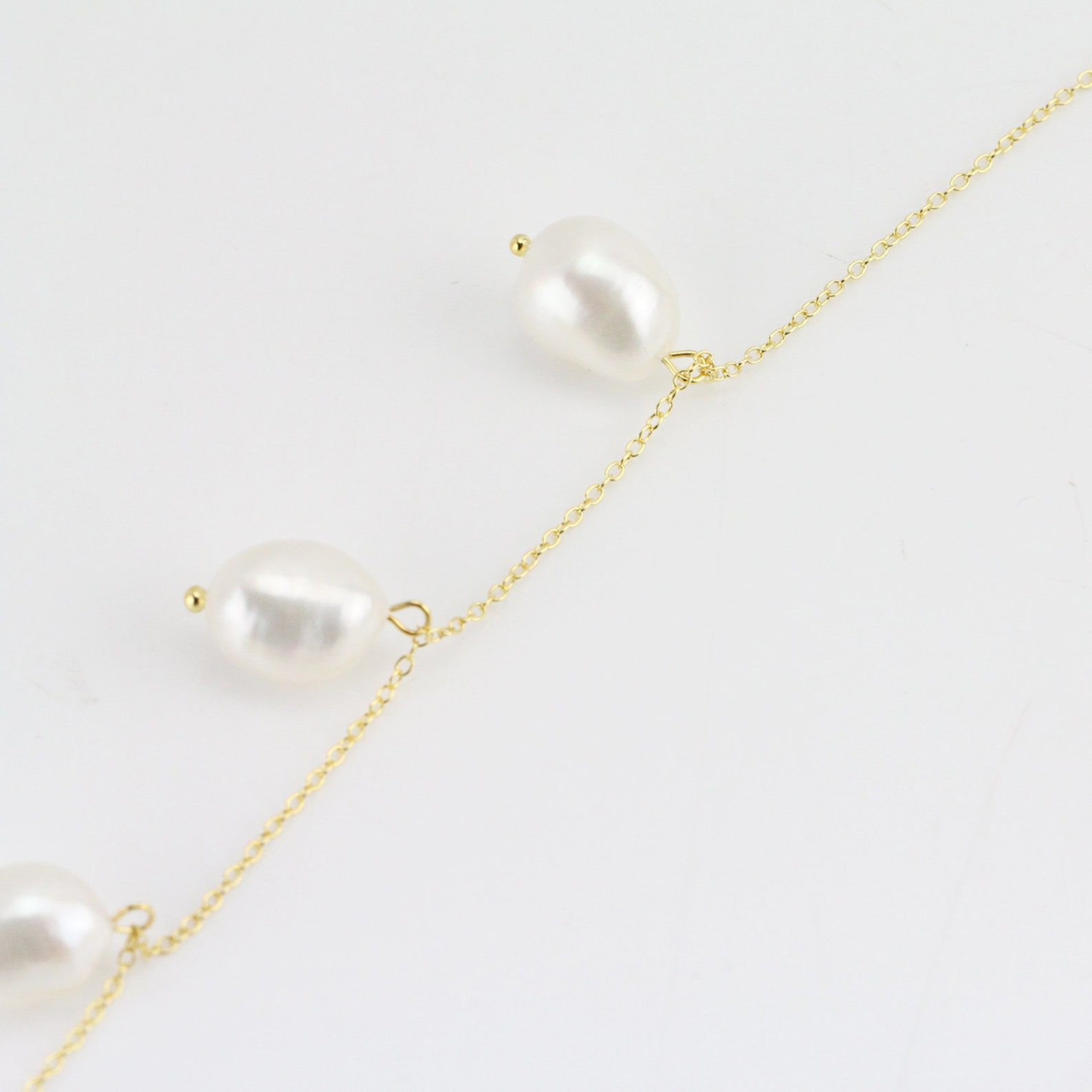 Pearl Floating Necklacepearl Illusion Necklace9mm White Etsy