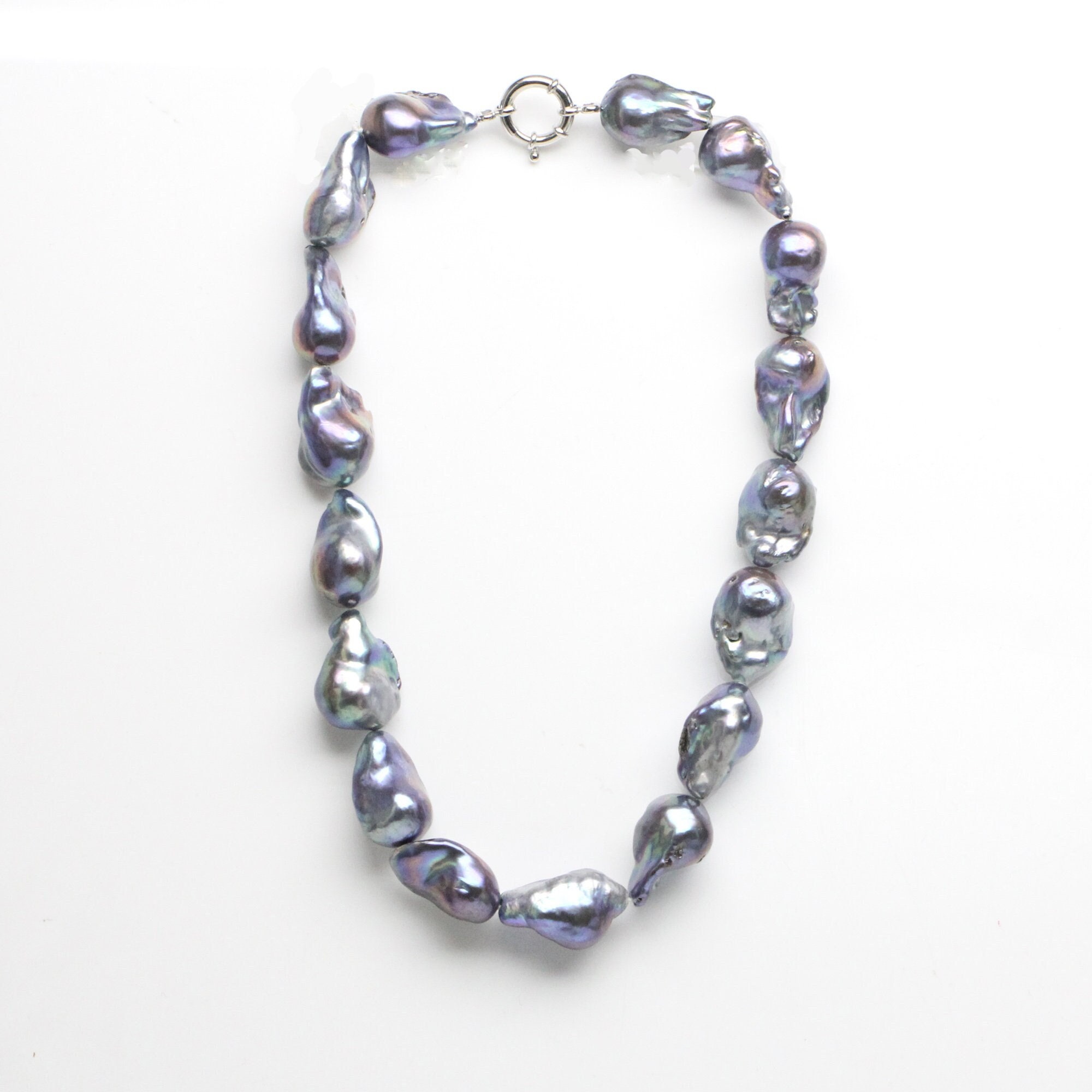 Large Black Baroque Pearl Necklace,jumbo Flameball Pearl Necklace