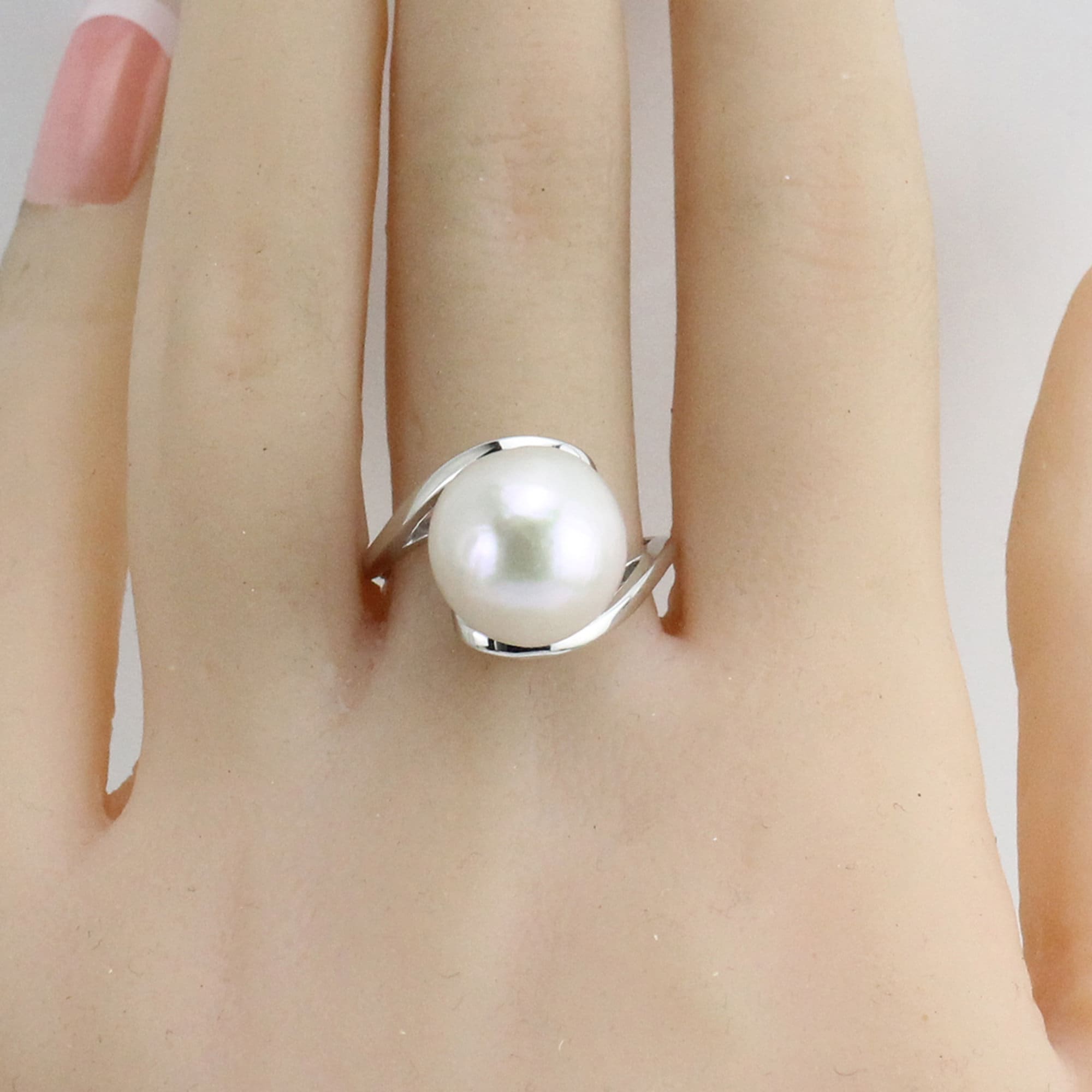 12-13mm Ivory White Near Round Pearl Ring,cultured Large