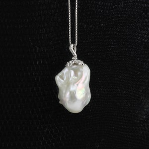 14-16x19-22mm white large baroque pearl pendant,huge jumbo flameball pearl silver snowflower necklace,big nucleated fireball pearl necklace
